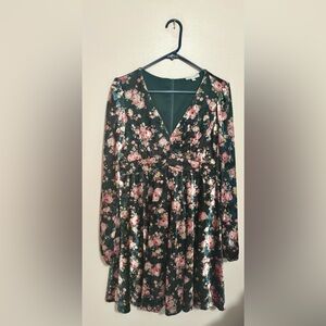 Baltic Born Teri Velvet Dress- Forest Multi